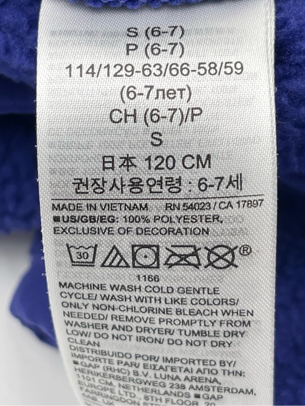 GAP Kids Arctic Fleece 1/4 Snap Pullover in Cobalt Sz Small 6-7 Cozy Casual - Picture 6 of 9